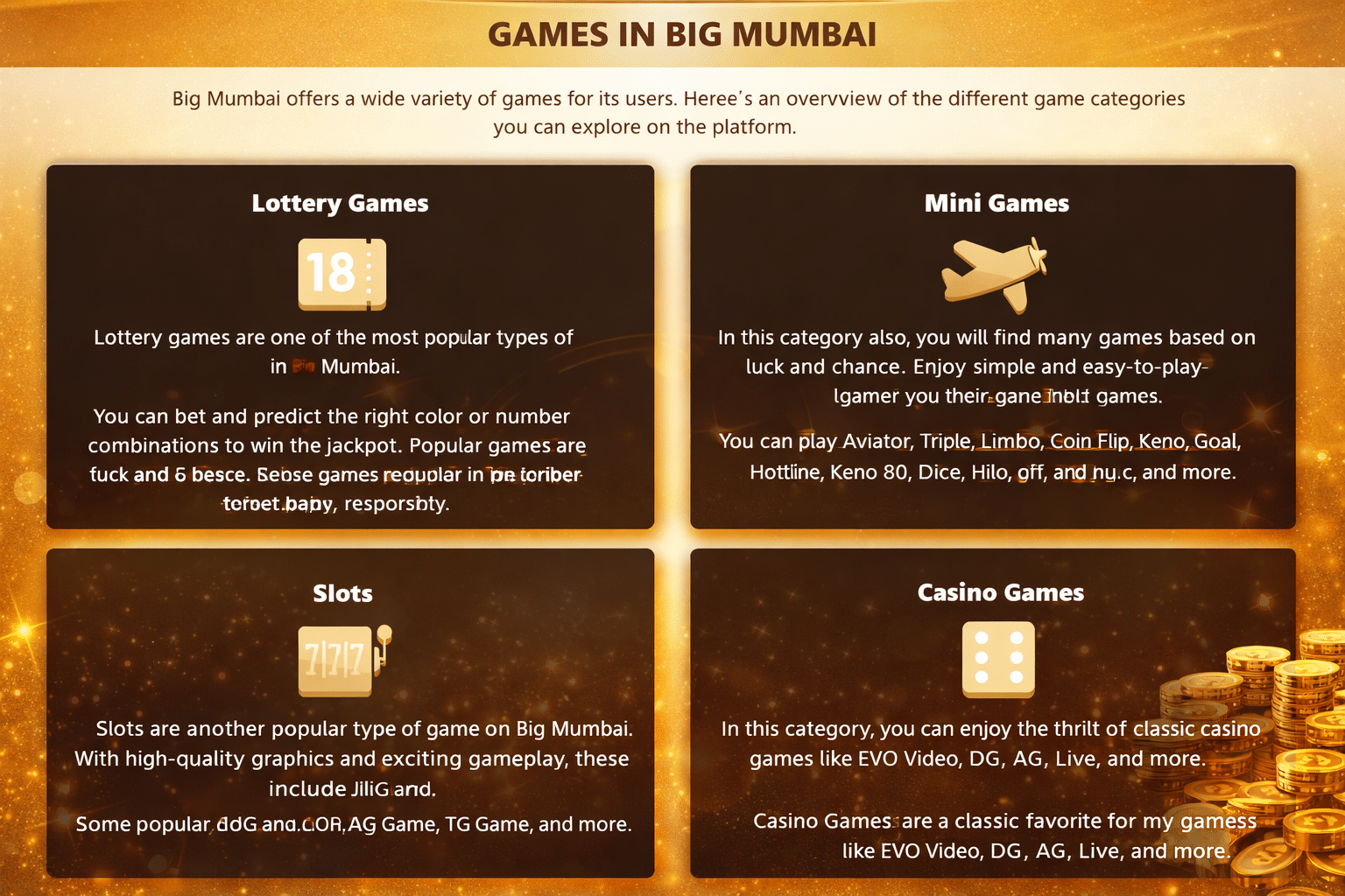 Here you can play different types of Big Mumbai Game