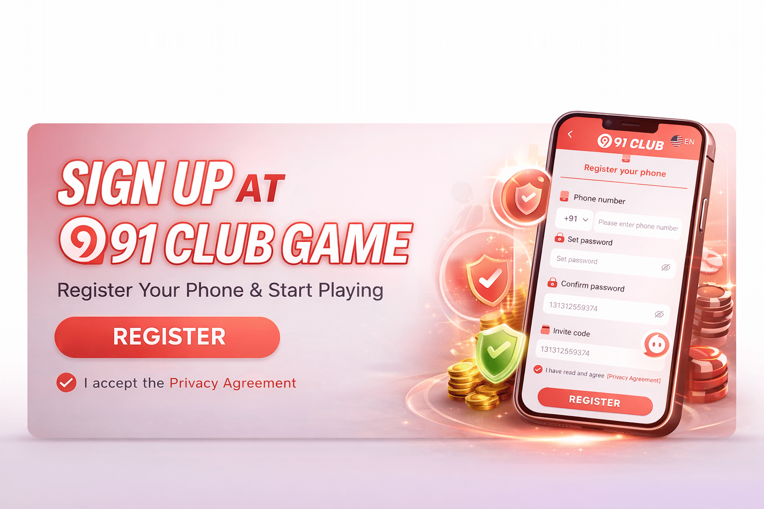 How To Register Or Login On The 91 Club
